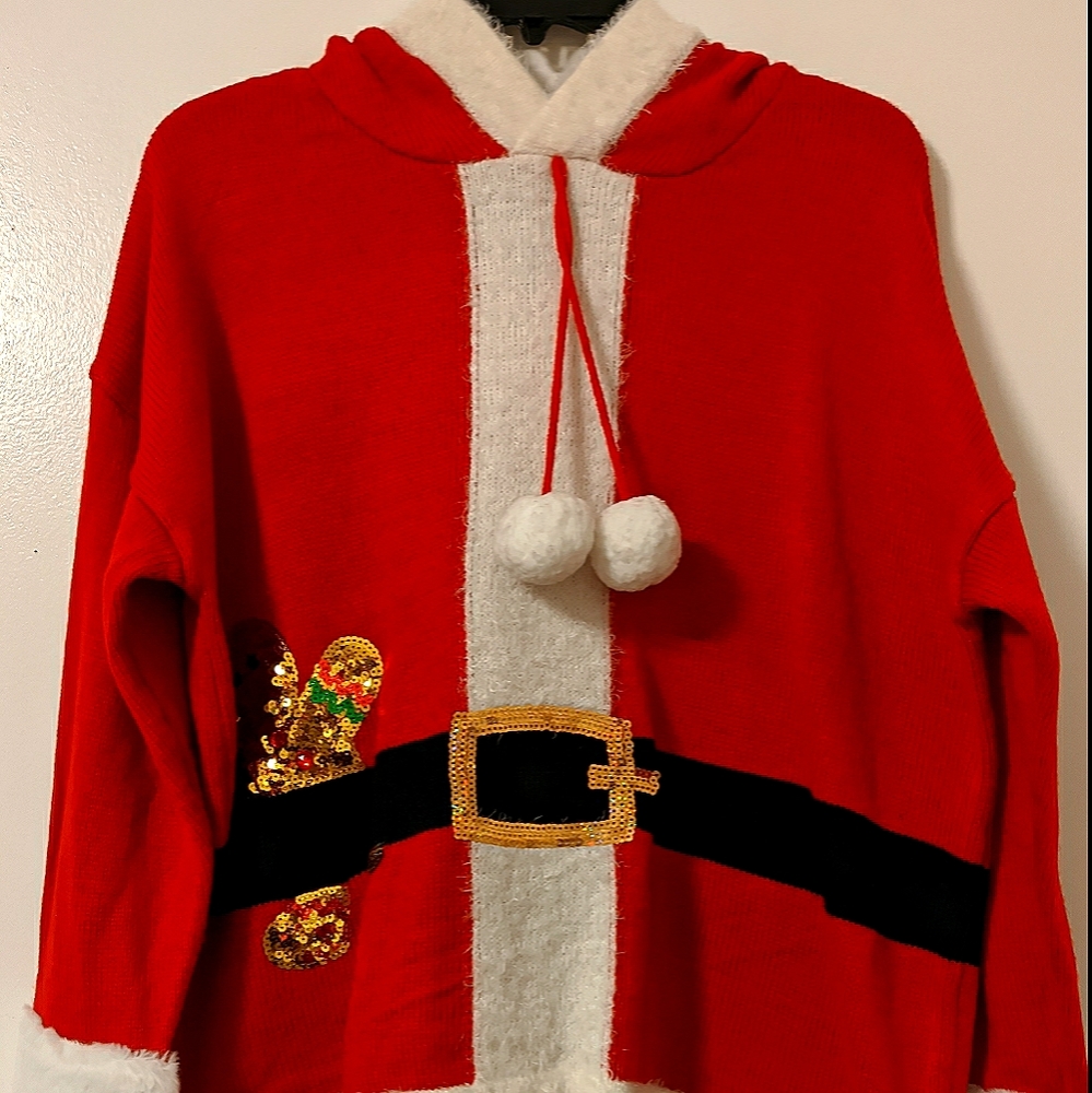 #4 Santa Sweater attached hat (size large)